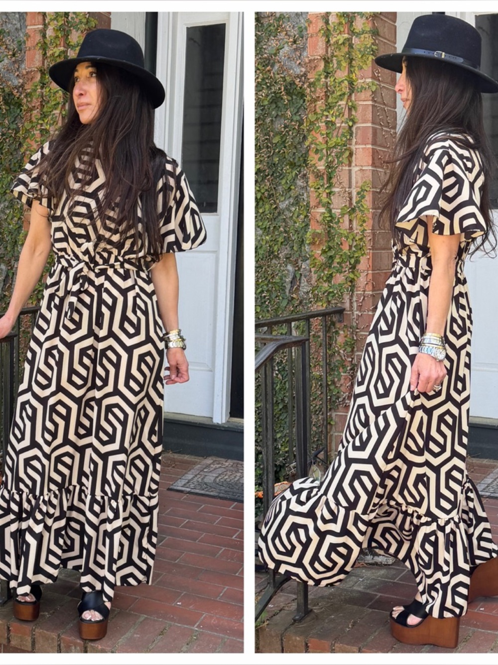 MADE IN ITALY Elegant Black and White Geometric Dress